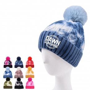 Chic Tie-Dye Knitted Hat Women Winter Hat