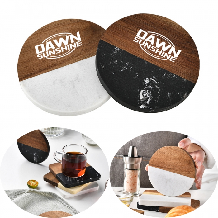 Bamboo/Marble Circular Coaster