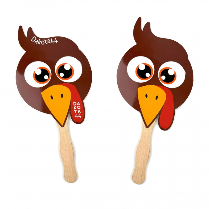 Chicken Shape Paper Fan w/Wooden Handle