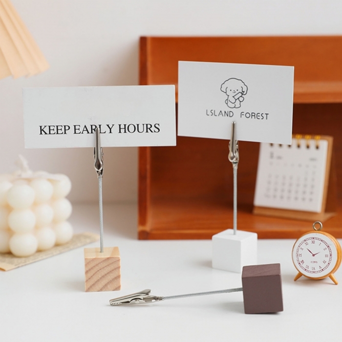 Desktop Wooden Cube Memo Holder