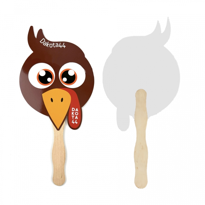 Chicken Shape Paper Fan w/Wooden Handle