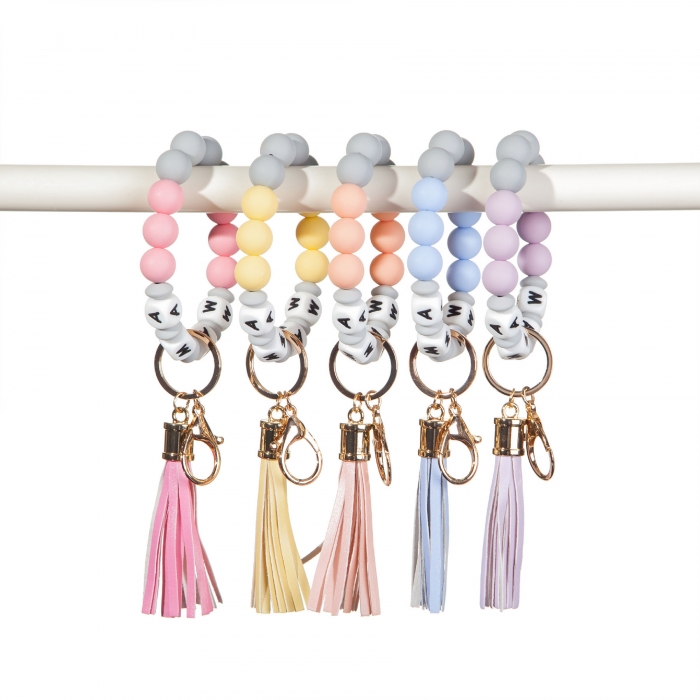 Silicone Bead Keychain W/Tassel