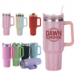 40 oz Rhinestone Tumbler With Handle