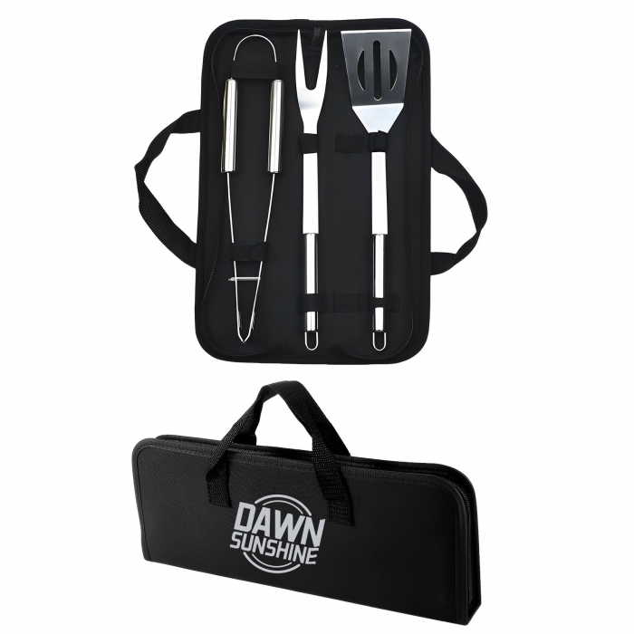 3pc BBQ Tool Set w/ Case for Outdoors