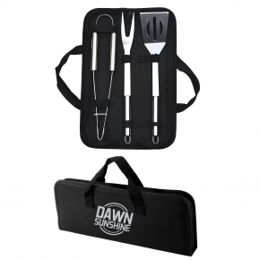 3pc BBQ Tool Set w/ Case for Outdoors