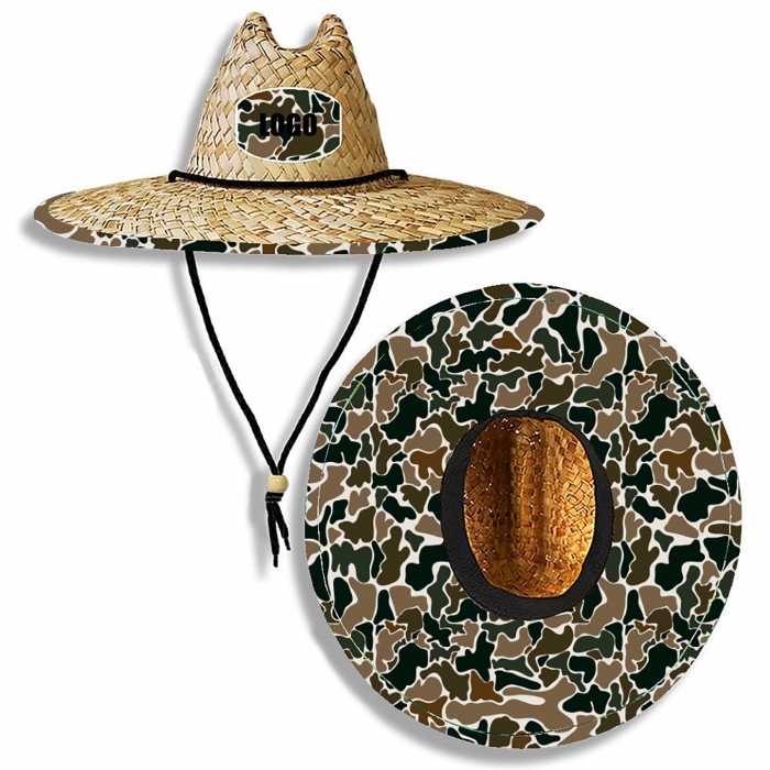 Lifeguard Straw Hat w/Full Color Underbrim & Patch