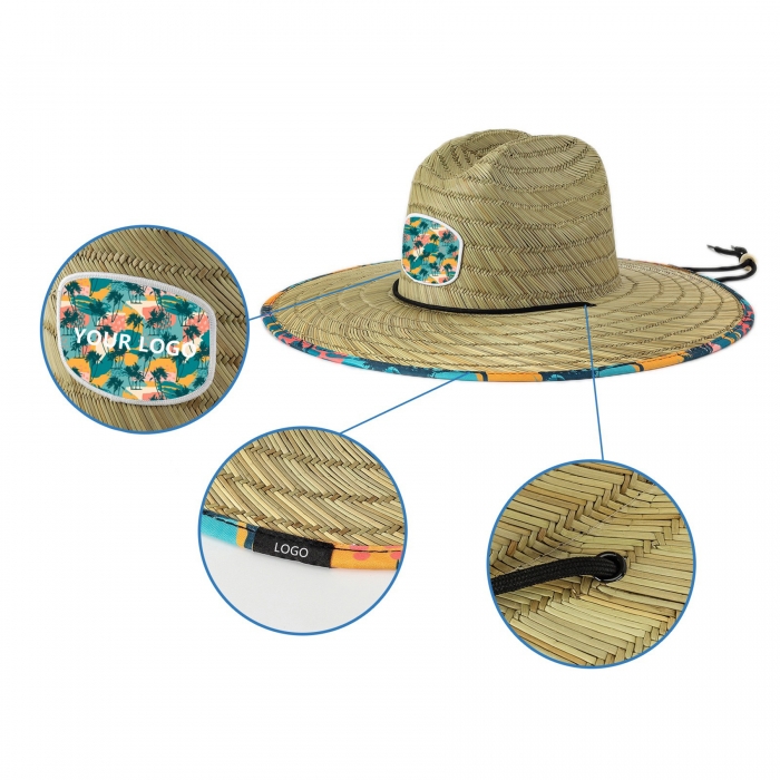 Braided Beach Straw Hat Full Color Underbrim
