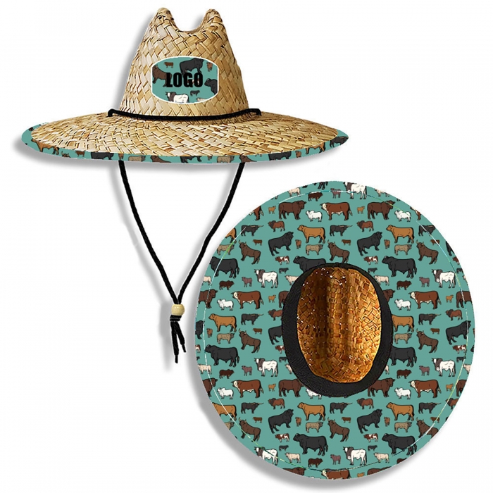 Lifeguard Straw Hat w/Full Color Underbrim & Patch