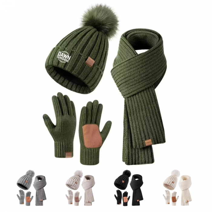 Unisex Winter Hat Scarf Gloves Set