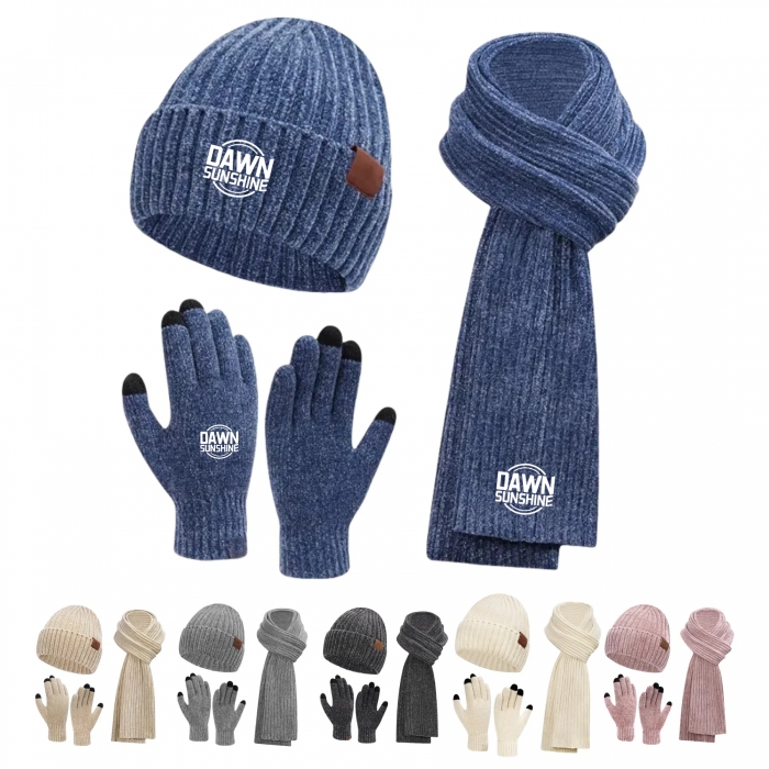 Winter Hat Scarf Gloves Set