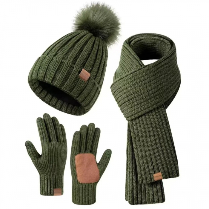 Unisex Winter Hat Scarf Gloves Set