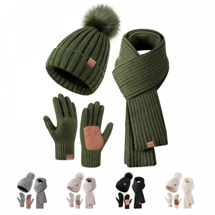 Unisex Winter Hat Scarf Gloves Set