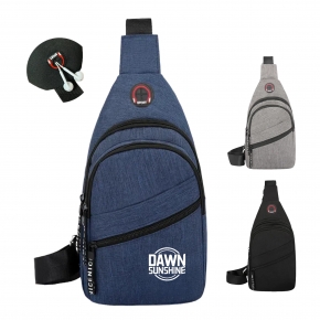 Crossbody Sling Bag Backpack With Headphone Hole