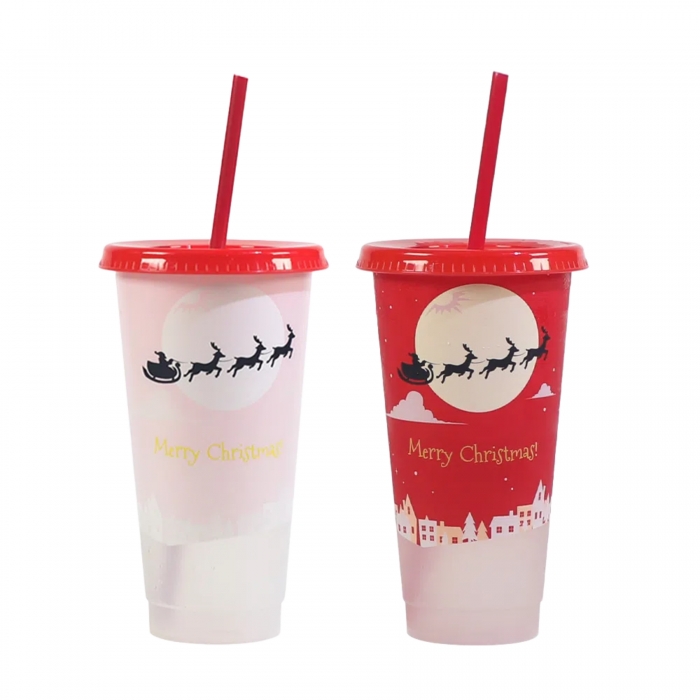 Color Changing Cups With Lid and Straw