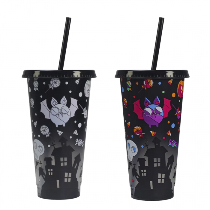 Color Changing Cups With Lid and Straw